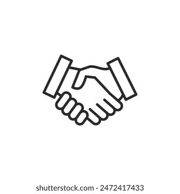 House handshake icon. Simple yet powerful symbol of a real estate transaction or partnership agreement with a handshake, a house outline. Ideal for depicting deals, negotiations. Vector illustration 