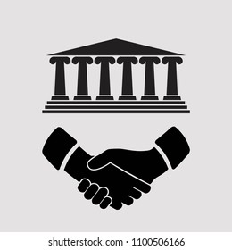 house and handshake. vector icon