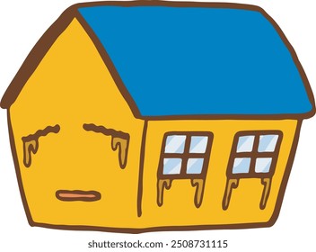 The house has severe rain stains and needs to be renovated or painted.