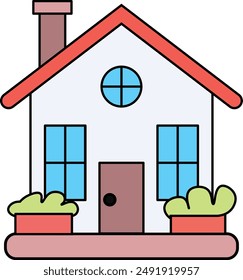 La casa tiene tres ventanas