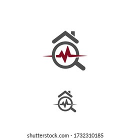 House healthcare icon. Real estate durability test logo. Earthquake property damage insurance logotype. Home radon radiation testing icon. Dangerous house pollution isolated vector illustration.