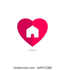 House with heart icon design. Home care symbol concept. Vector illustration