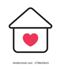 House with heart icon design, Home real estate building residential architecture property and city theme Vector illustration