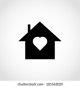 House with Heart Icon Isolated on White Background