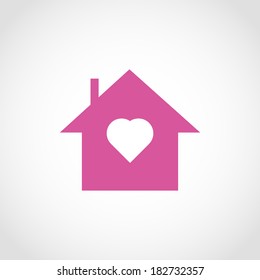 House With Heart Icon Isolated On White Background