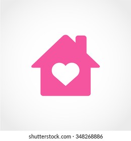 House with Heart Icon Isolated on White Background