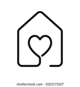 House With Heart Icon. Line Style