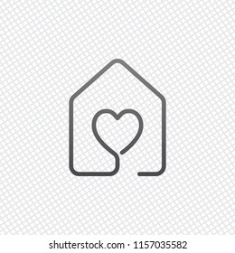 house with heart icon. line style. On grid background