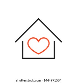 House with heart icon. Love Home logo template. Love home real estate logo template.