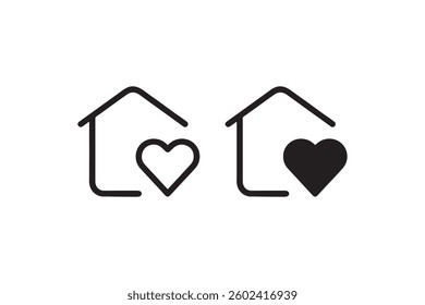 House with heart icon symbolizing love and home Vector
