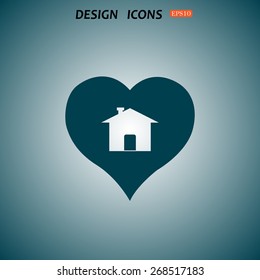 House with Heart Icon. icon. vector design