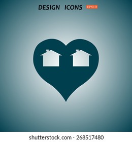 House with Heart Icon. icon. vector design