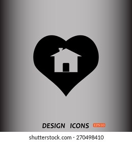 House with Heart Icon. icon. vector design