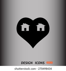 House with Heart Icon. icon. vector design