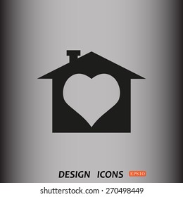 House with Heart Icon. icon. vector design