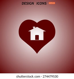 House with Heart Icon. icon. vector design