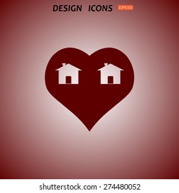 House with Heart Icon. icon. vector design
