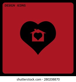 House with Heart Icon. icon. vector design. Flat design style 