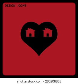House with Heart Icon. icon. vector design. Flat design style 