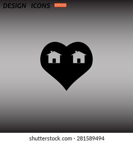 House with Heart Icon. icon. vector design