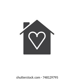 House with heart icon vector, filled flat sign, solid pictogram isolated on white. Favorite home rating symbol, logo illustration.