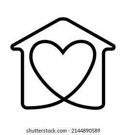 House With Heart Icon Vector Graphic Design. Home Family Love Symbol. Sweet Home Sign, Painted Homepage Web Icon. Country House, Family Shelter. Home Buildint Logo. Heart Love Symbol, Family House.