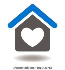 House Heart Icon Vector. Home Healthcare Illustration. Family Doctor Logo Symbol.