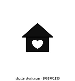House with heart icon. Vector illustration for graphic design, Web, UI, app.