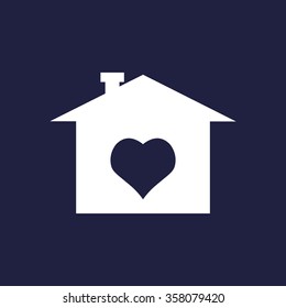 House with Heart  icon, vector illustration. Flat design style