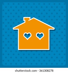 House with Heart  icon, vector illustration. Flat design style