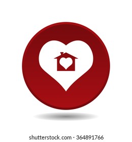 House with Heart  icon, vector illustration. Flat design style