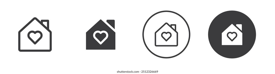 House with heart icon Vector logo outline