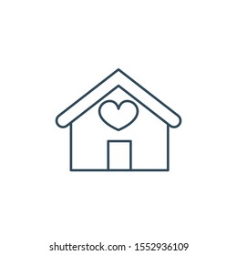 House with heart icon, vector sign. Favorite home rating symbol, logo illustration.