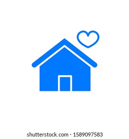 House with heart icon, vector sign. Favorite home rating symbol, logo illustration.