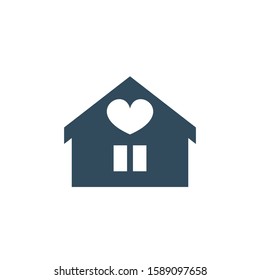 House with heart icon, vector sign. Favorite home rating symbol, logo illustration.