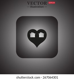 House with Heart Icon, web icon. vector design