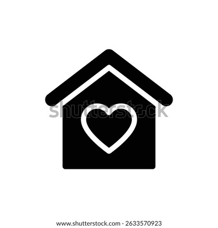 House with Heart Inside Icon for Safe Place and Emotional Shelter