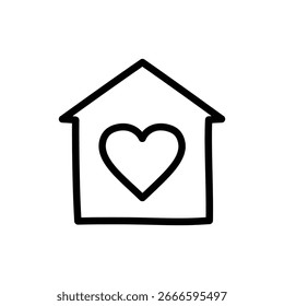 House with heart inside symbolizing safe place and love at home