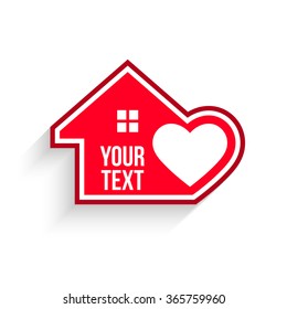 House with heart inside. Vector graphic