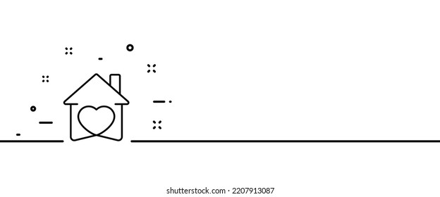 House with heart line icon. Home life, support, love, friendly atmosphere in the house, understanding, family, relationships. Society concept. One line. Vector line icon for Business and Advertising.