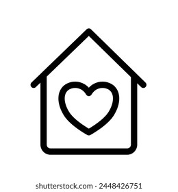 House with heart linear icon stay home vector image	