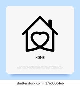 House with heart. Logo for real estate, construction business, shelter or home insurance. Thin line icon. Vector illustration.