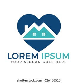 House and heart logo vector design. Home care logo. Real estate logo.