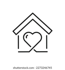 House and heart. Love of Home. Hearth and Home. Shelter vector icon.