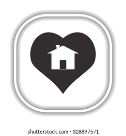 House with Heart  Modern design flat style icon