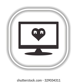 House with Heart Modern design flat style icon