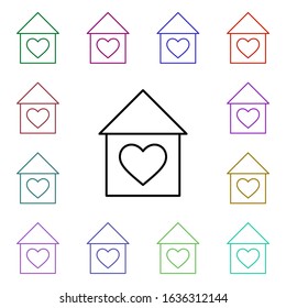 House with heart multi color style icon. Simple thin line, outline vector of heartbeat icons for ui and ux, website or mobile application