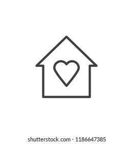 House with heart outline icon. linear style sign for mobile concept and web design. Love house simple line vector icon. Symbol, logo illustration. Pixel perfect vector graphics