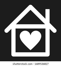 House with heart pictogram. Love home icon. Modern vector illustration of  residental building.