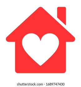 House with heart pictogram. Love home icon. Modern vector illustration of  residental building.
